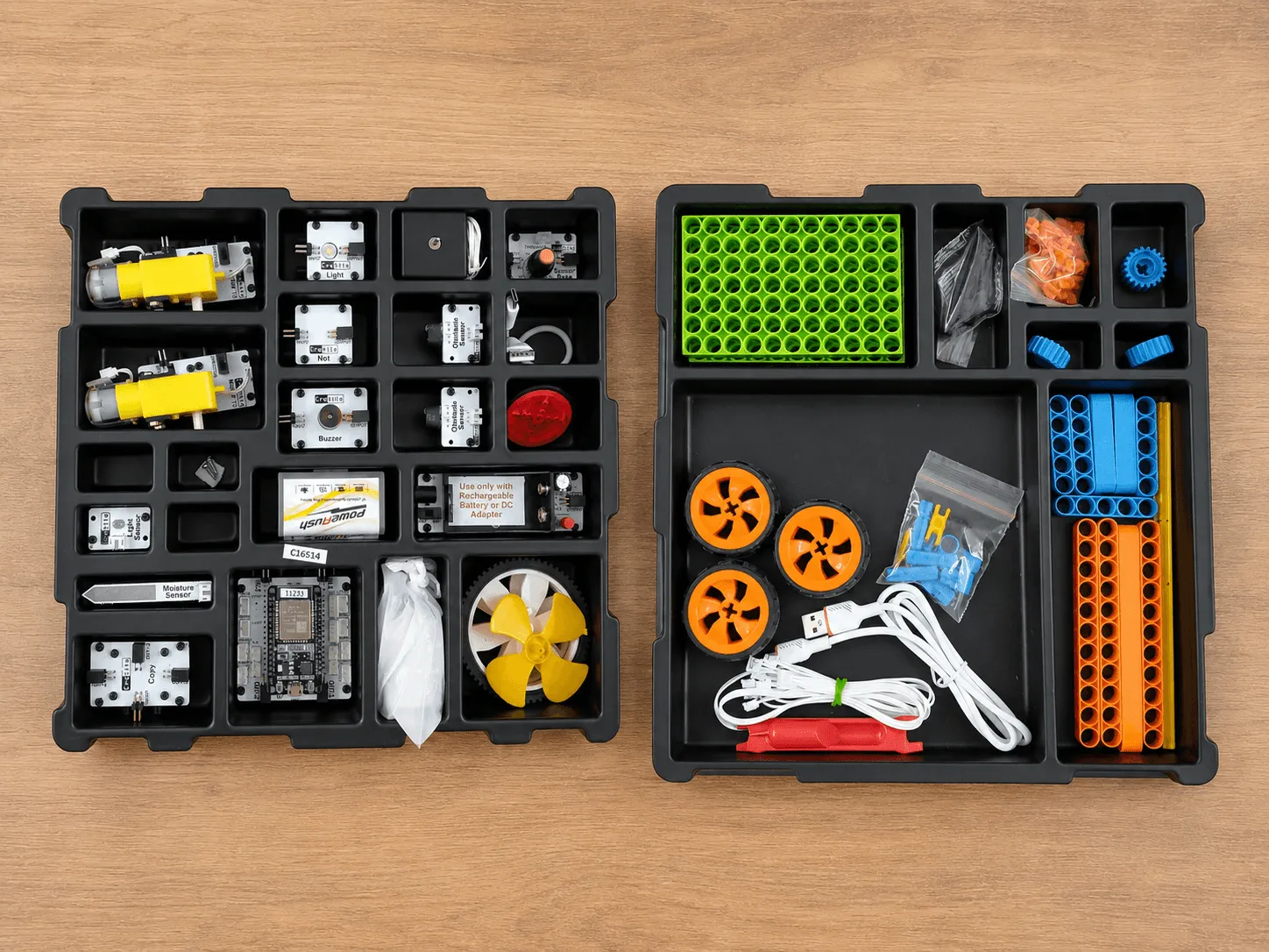Combined kit trays opened out